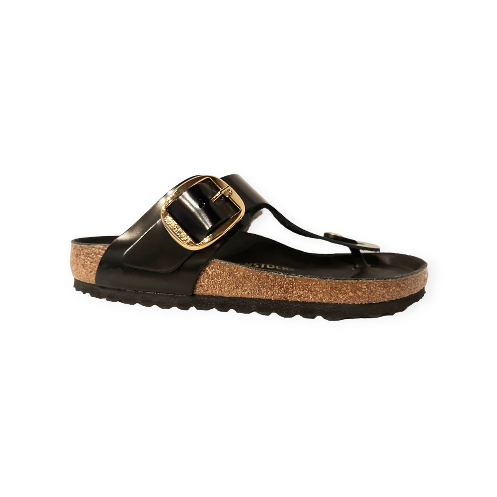 Birkenstock Slipper Gizeh Big Buckle 1021467 High Shine Zwart Leer Normaal