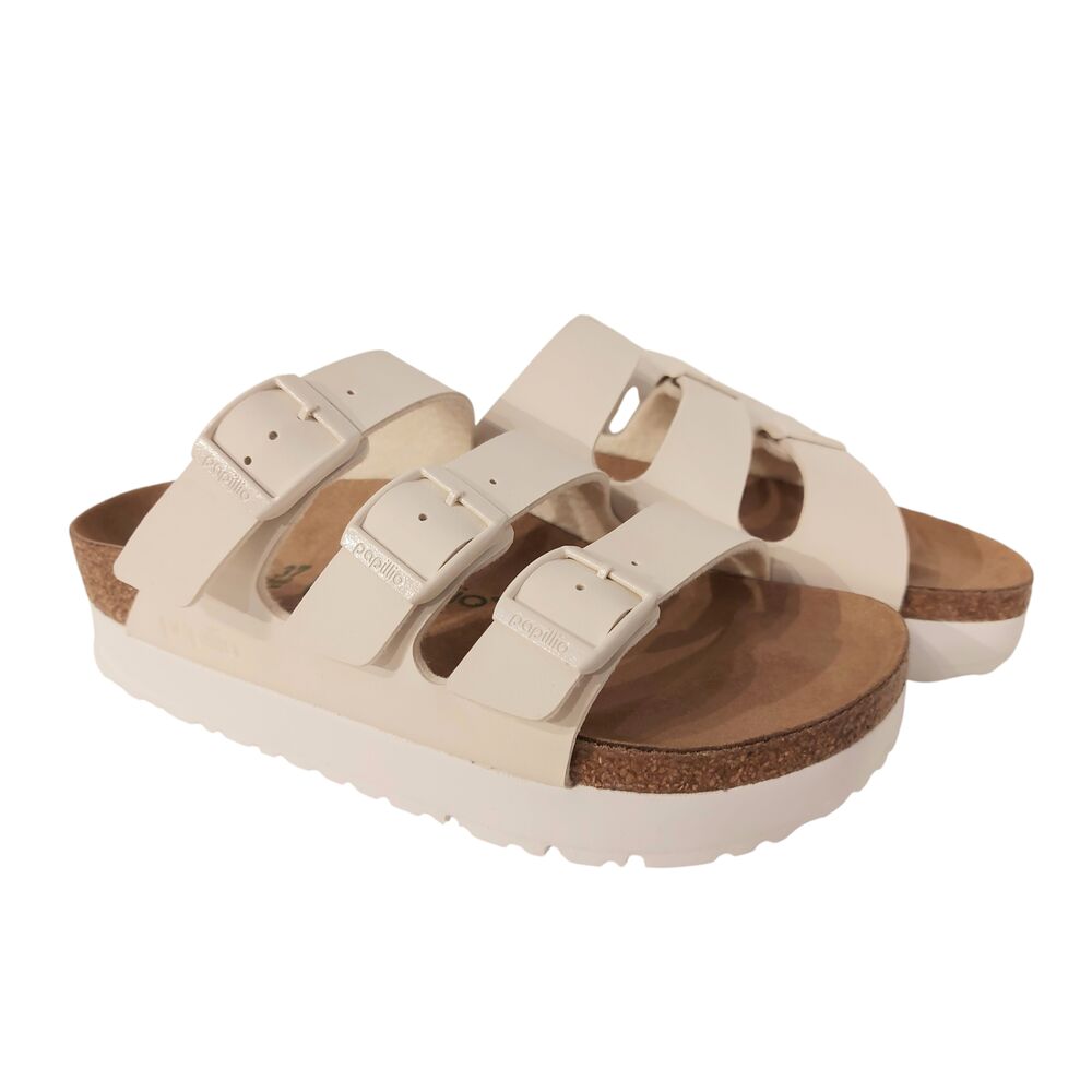Birkenstock Papillio Slipper Florida lll Pap Flex Platform 1029751 Eggshell Offwhite Smal - 4067707147496