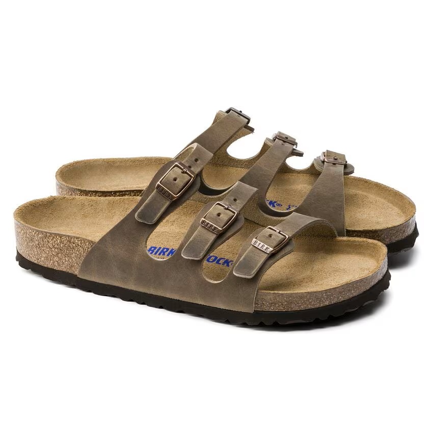 Birkenstock Slippers Florida 1011432 Tabacco Bruin Nubuck Leer Normaal - 4044477321653
