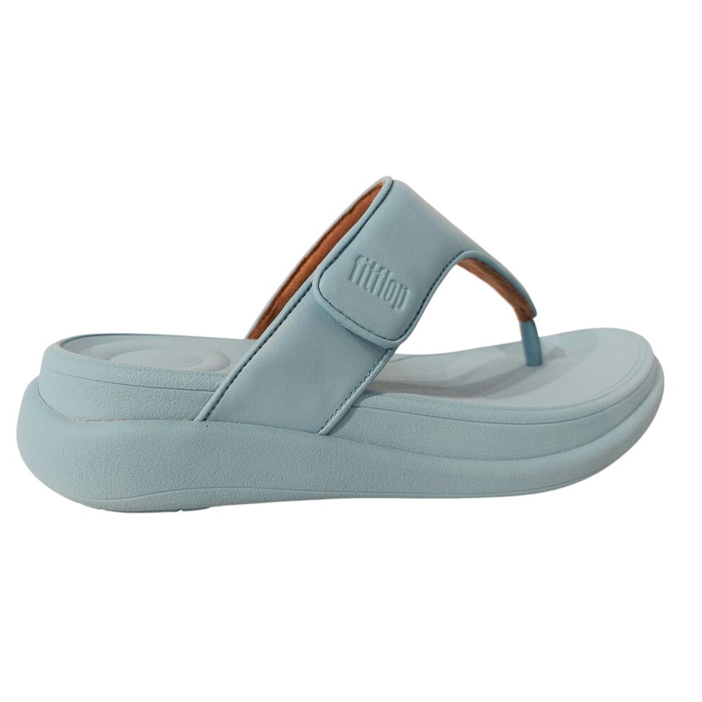 Fitflop Slipper F-Mode Go Adjustable Flatform Toe-Post Platino Bondi Blue - 197533538794