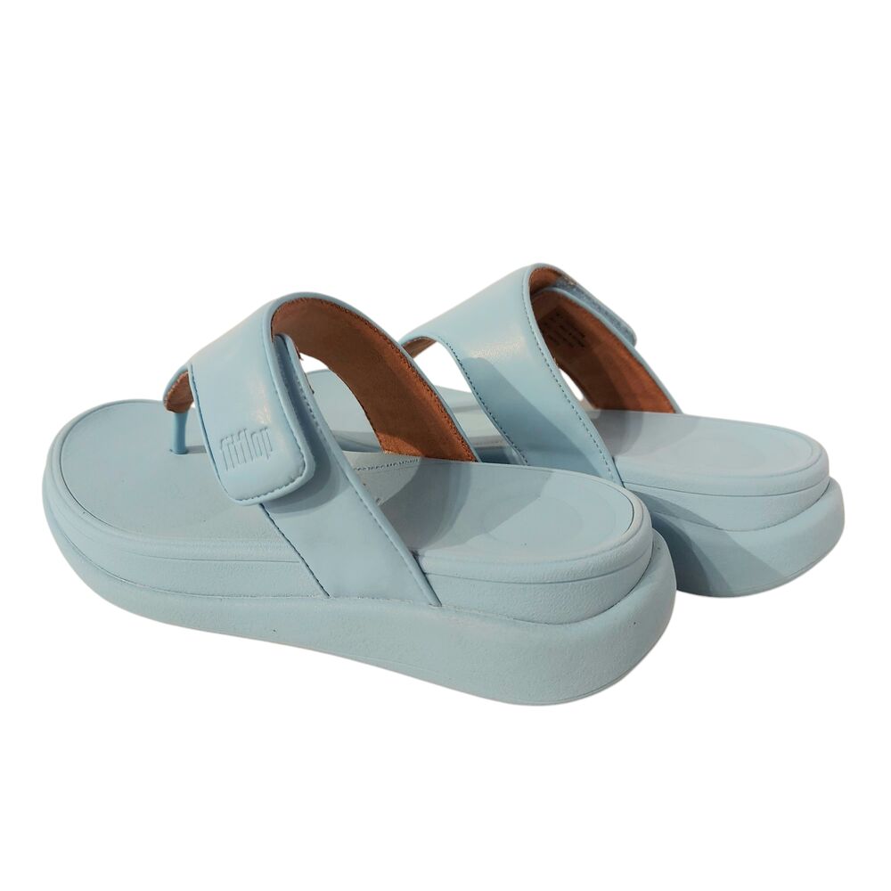 Fitflop Slipper F-Mode Go Adjustable Flatform Toe-Post Platino Bondi Blue - 197533538794
