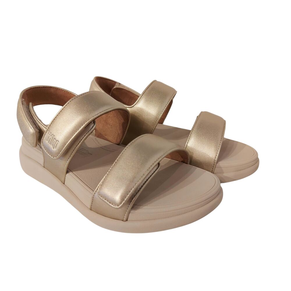 Fitflop Sandaal F-Mode Go Adjustable Flatform Back-Strap Sandals Platino Goud - 197533588461