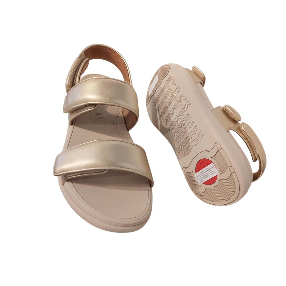 Fitflop Sandaal F-Mode Go Adjustable Flatform Back-Strap Sandals Platino Goud - 197533588461