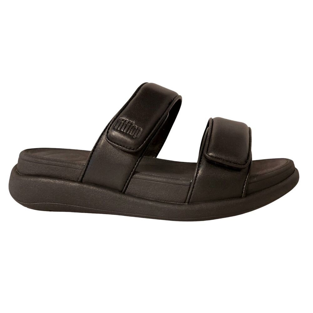 Fitflop Slipper F-Mode Go Adjustable Flatform Two-Bar Slides Zwart - 197533495905