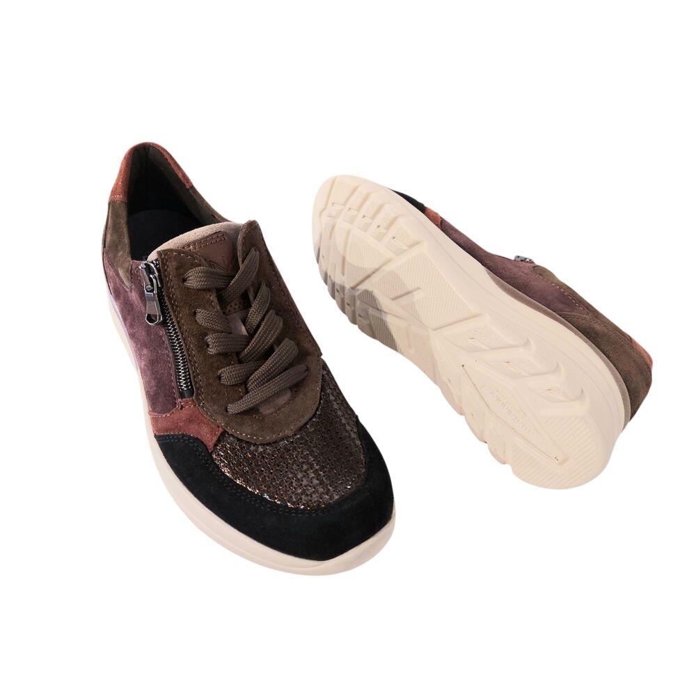 Waldlaufer Sneaker 927H02 700 336 Zwart Bruin Combi Wijdte H - 4069134212730