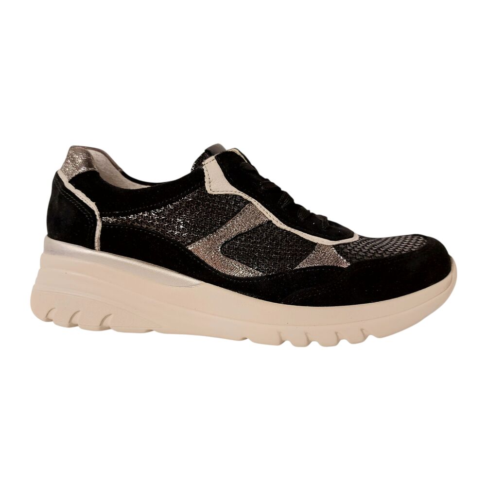 Waldlaufer Sneaker 927004 700 681 Zwart Beige Combi Wijdte H - 4069134241150