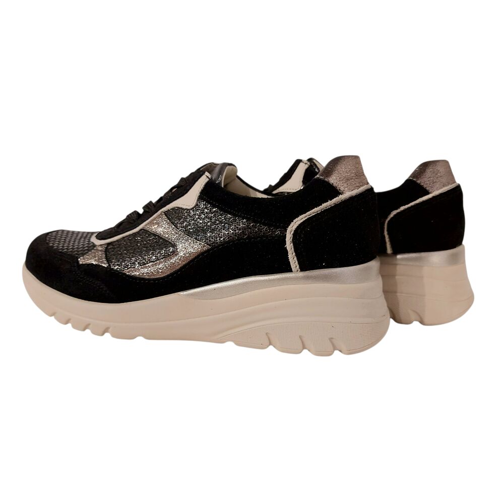 Waldlaufer Sneaker 927004 700 681 Zwart Beige Combi Wijdte H - 4069134241150