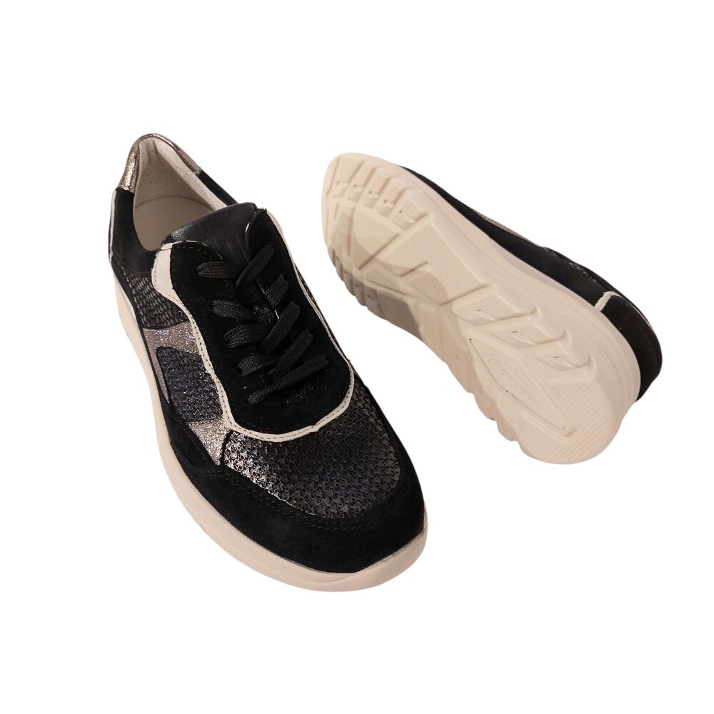 Waldlaufer Sneaker 927004 700 681 Zwart Beige Combi Wijdte H - 4069134241167
