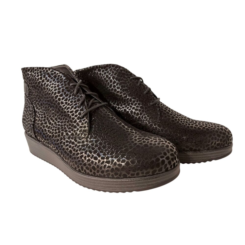 Durea Lage Veterboot 9824 475 1816 Zwart Print Wijdte H - 8721149349813