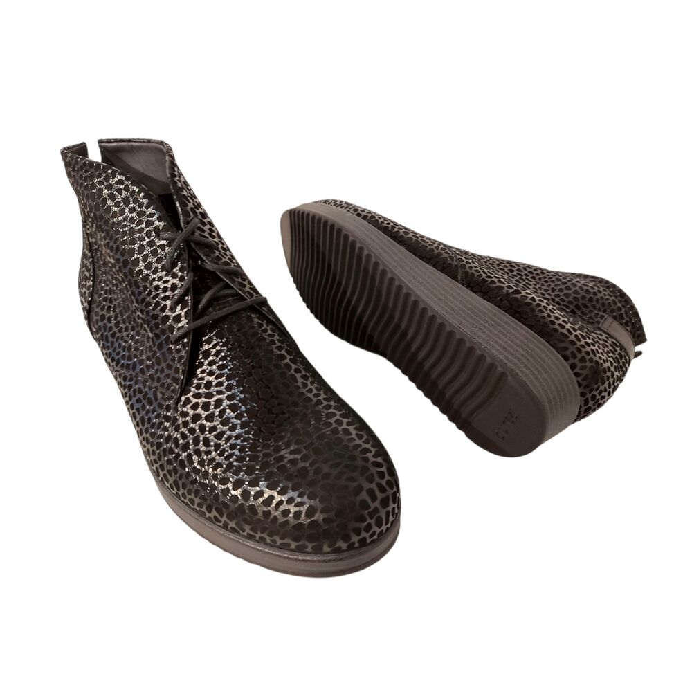 Durea Lage Veterboot 9824 475 1816 Zwart Print Wijdte H - 8721149349820