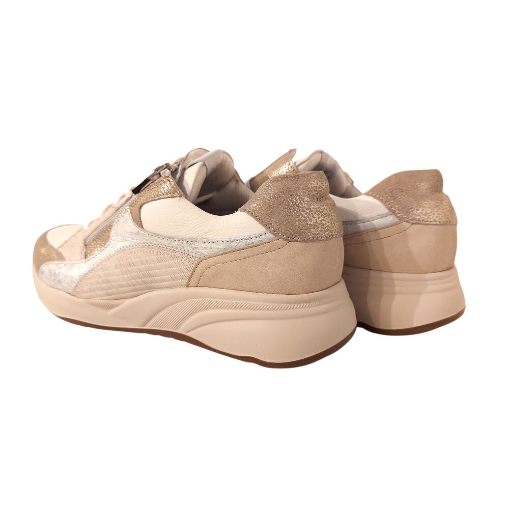Durea Sneaker 6318 608 2077 Taupe Wit Zilver Wijdte K - 8721149471095