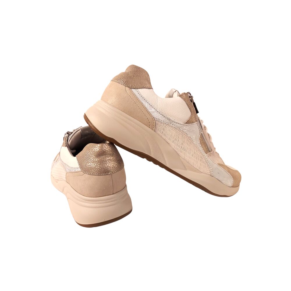 Durea Sneaker 6318 608 2077 Taupe Wit Zilver Wijdte K - 8721149471071