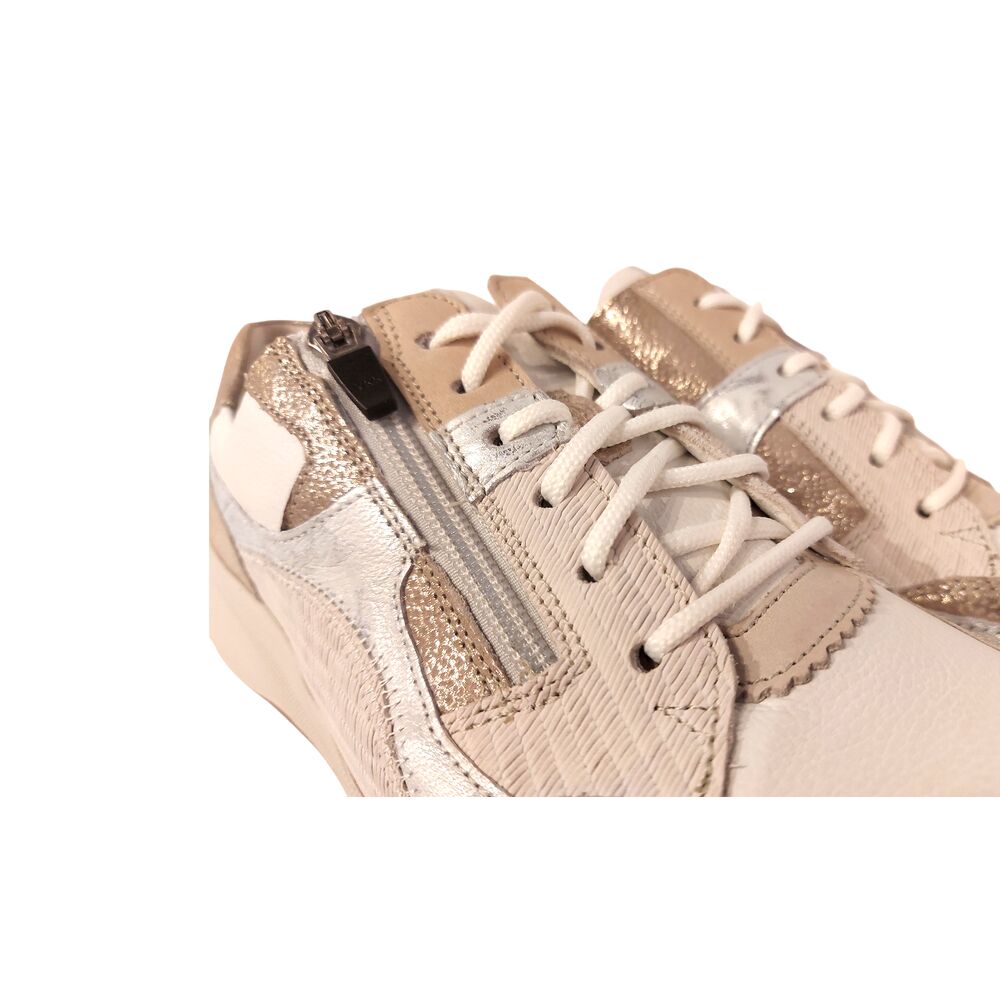 Durea Sneaker 6318 608 2077 Taupe Wit Zilver Wijdte K - 8721149471040