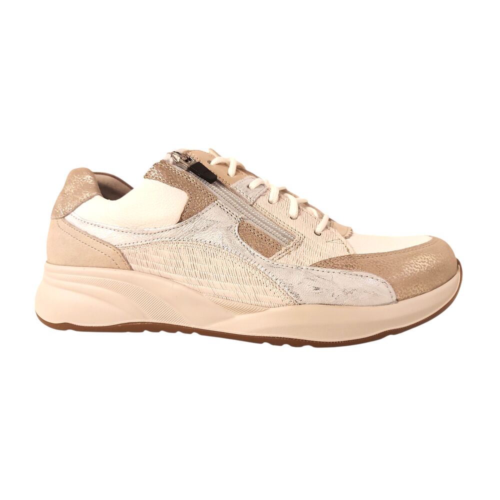 Durea Sneaker 6318 608 2077 Taupe Wit Zilver Wijdte K - 8721149471071