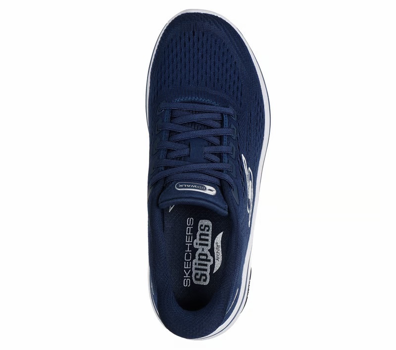 Skechers Hands-Free Slip-Ins Go Walk Arch Fit 2.0 Kathy 125342 NVW Navy White Machine Washable - 199025355193