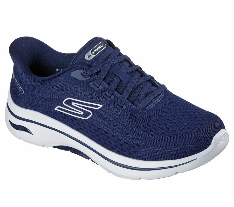 Skechers Hands-Free Slip-Ins Go Walk Arch Fit 2.0 Kathy 125342 NVW Navy White Machine Washable - 199025355285