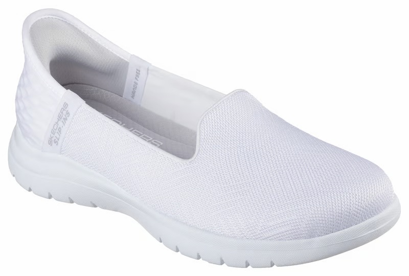 Skechers Instapper Hands-Free Slip-Ins On The Go Flex Clover 138182 WHT White Machine Washable - 198376842628