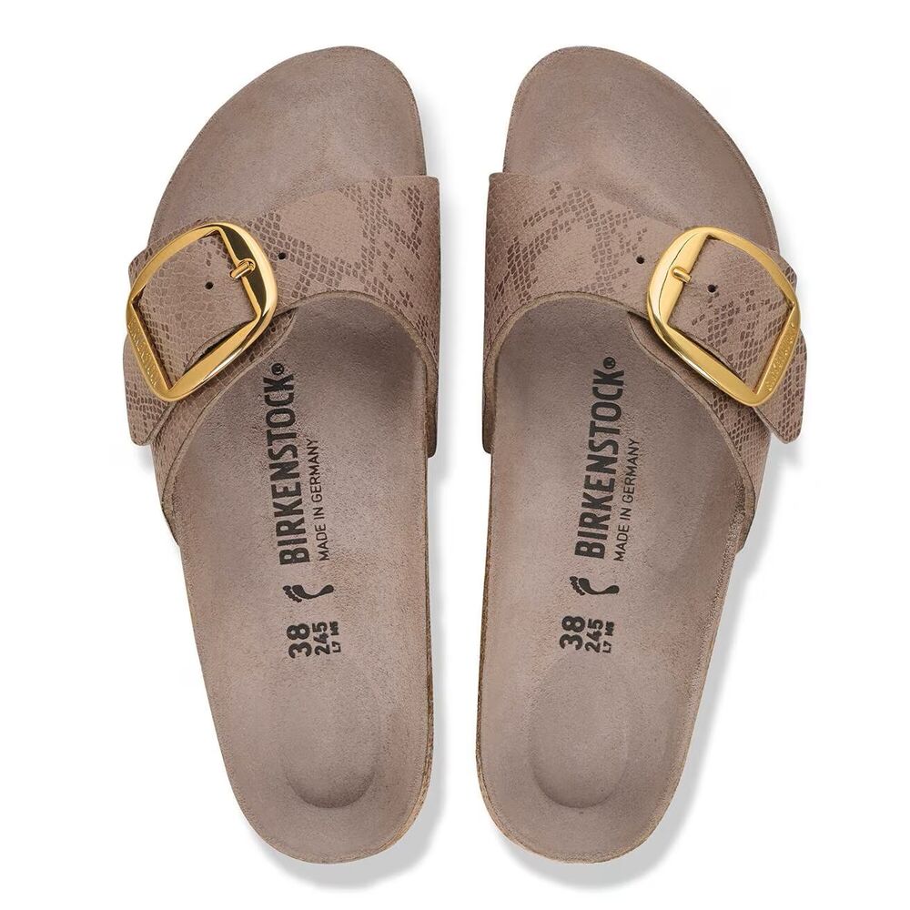 Birkenstock Slippers Madrid Big Buckle 1032935 Python Gray Taupe Smal - 4067708207922