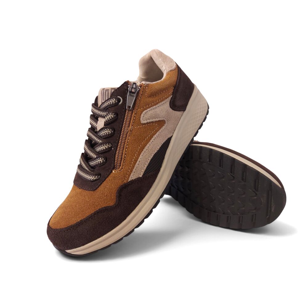 Waldlaufer Sneaker K-Jenna 653002 102 192 Nubuk Brown Beige Wijdte K - 4069134528831