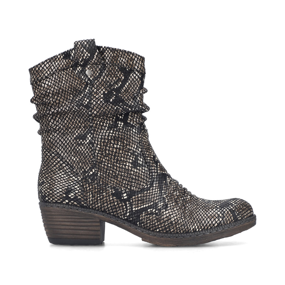 Rieker Korte Laars 93770-27 Bruin Slangen print Warm Gevoerd - 4066707162997
