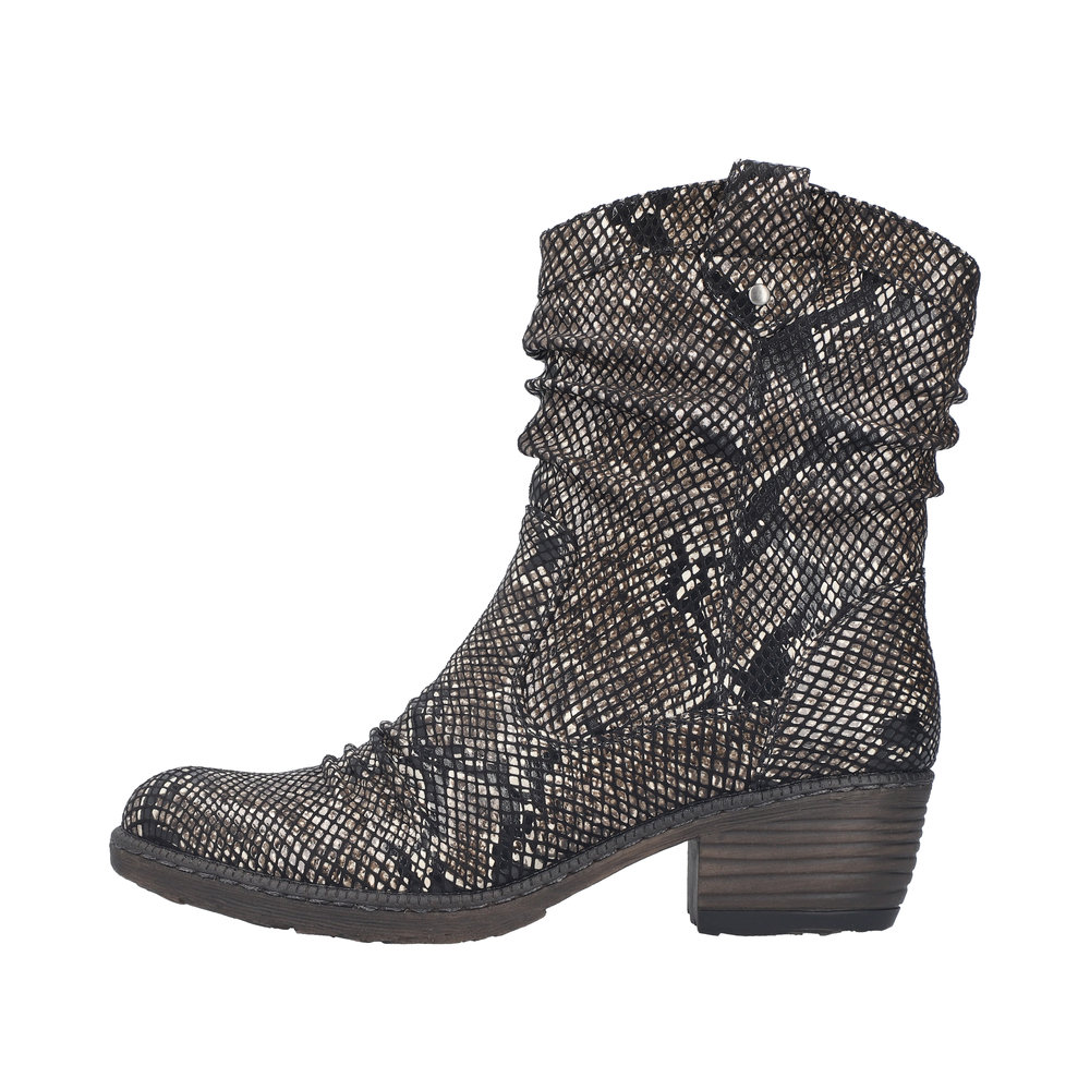 Rieker Korte Laars 93770-27 Bruin Slangen print Warm Gevoerd - 4066707163000