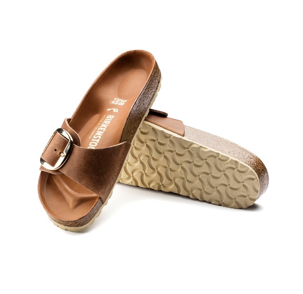 Birkenstock Slippers Madrid Big Buckle 1006525 Cognac Smal Gevet Leer - 4054056597546