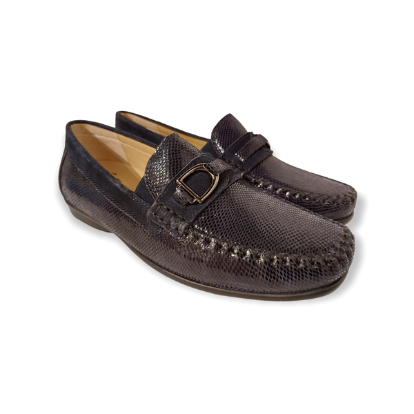 Sioux Instapper Cortizia-723-H 66973 Blauw Reptielprint Suède - 4054765852134