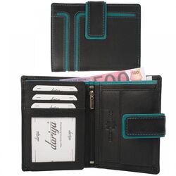 Dariya Portemonnee 2701-blacktuerkis Zwart Turquoise Leer - 4260182897416
