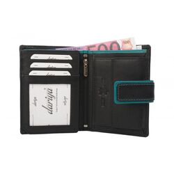 Dariya Portemonnee 2701-blacktuerkis Zwart Turquoise Leer - 4260182897416
