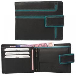 Dariya Portemonnee 2902-blacktuerkis Zwart Turquoise Leer - 4260182897560