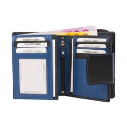 Dariya Portemonnee 3002 Zwart Blauw Leer - 4260182896549