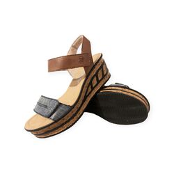 Rieker Sandaal 68198-12 Blauw Cognac Combi Zacht Voetbed - 4061811426041