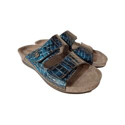 Rohde Slipper 5854 Blauw Krokolak Zacht Voetbed - 4064304329744