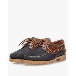 Van Bommel Bootschoenen 10470 11 Donkerblauw Bruin Wijdte H - 8719092483364