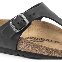 Birkenstock Gizeh Teenslipper 0845251 Zwart Gevet Leer Normaal - 4040714266954