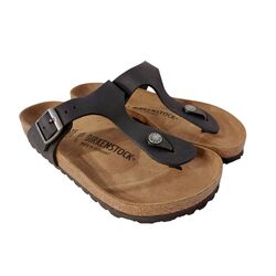 Birkenstock Gizeh Teenslipper 0845251 Zwart Gevet Leer Normaal - 4040714266954