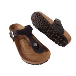 Birkenstock Gizeh Teenslipper 0845251 Zwart Gevet Leer Normaal - 4040714266923