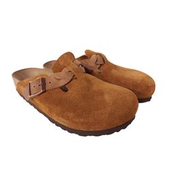 Birkenstock Slipper Boston Braided 1026713 Mink Roestbruin Smal - 4066648089247