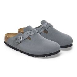 Birkenstock Slipper Boston Braided 1029086 Basalt Gray Smal - 4066648901761