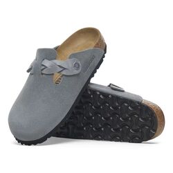 Birkenstock Slipper Boston Braided 1029086 Basalt Gray Smal - 4066648901761