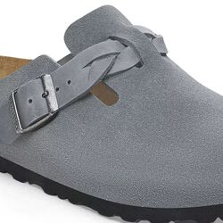 Birkenstock Slipper Boston Braided 1029086 Basalt Gray Smal - 4066648901846