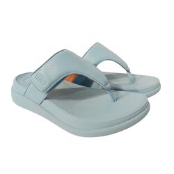 Fitflop Slipper F-Mode Go Adjustable Flatform Toe-Post Platino Bondi Blue - 197533538732