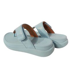 Fitflop Slipper F-Mode Go Adjustable Flatform Toe-Post Platino Bondi Blue - 197533538732