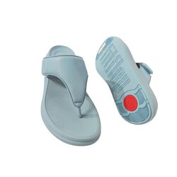 Fitflop Slipper F-Mode Go Adjustable Flatform Toe-Post Platino Bondi Blue - 197533538794