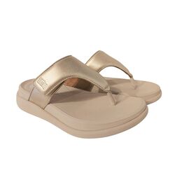 Fitflop Slipper F-Mode Go Adjustable Flatform Toe-Post Platino Goud - 197533494267