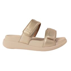 Fitflop Slipper F-Mode Go Adjustable Flatform Two-Bar Slides Platino Goud - 197533589062