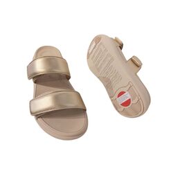 Fitflop Slipper F-Mode Go Adjustable Flatform Two-Bar Slides Platino Goud - 197533589062