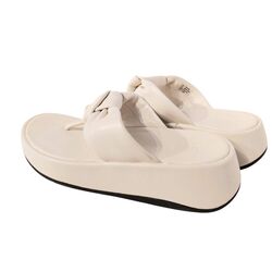Fitflop Slipper F-Mode Knot Soft-Leather Flatform Toe-Post Beige - 197533498418