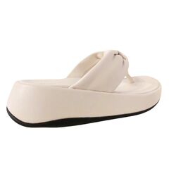 Fitflop Slipper F-Mode Knot Soft-Leather Flatform Toe-Post Beige - 197533498418