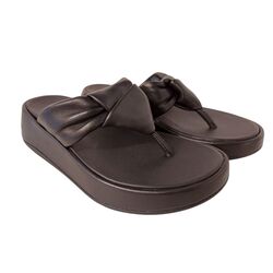 Fitflop Slipper F-Mode Knot Soft-Leather Flatform Toe-Post Zwart - 197533498340